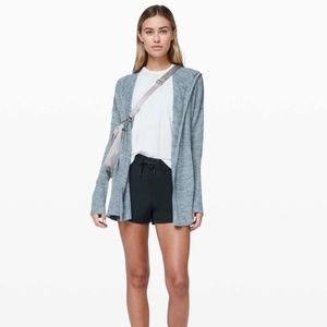 Lululemon Wellbeing Hooded Cardigan Lightweight Linen-Blend Blue